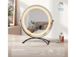 Emke Kosmetikspiegel Runder mit Beleuchtung 3 Farbtemperatur und Dimmbar 40cm* Kommode