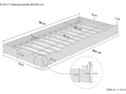 Erst-Holz Bettkasten als Zusatzbett für Unsere Etagenbetten 80 x 190 cm Kiefer Modell S7* Betten