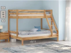 Erst-Holz Etagenbett Holzbett 3er-Bett Buche Massiv 90 + 140 x 200 cm Modell 14 Rollrost inkl.