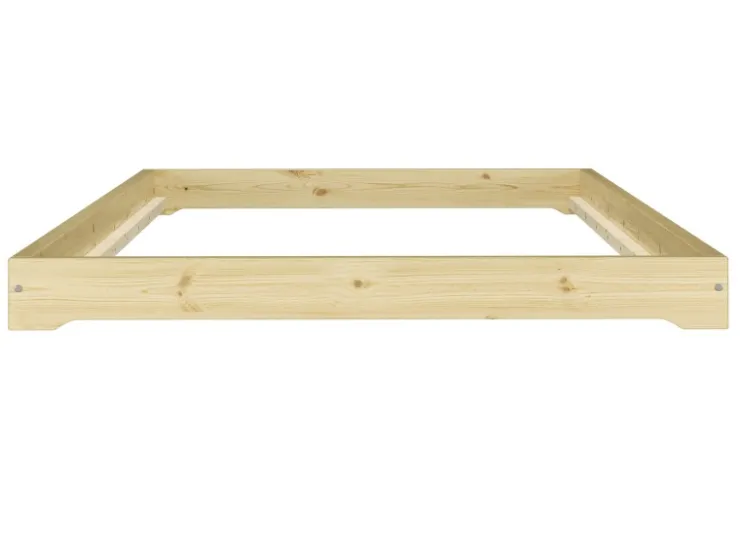 Erst-Holz Extra Flaches Einzelbett Futon Unbehandeltes Holz Loft 90 x 200 cm Fichte Rollrost inkl.