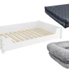 Erst-Holz Hundesofa XXL für Dogge Bernhardiner Tierbett 120 x 70 cm Kiefer Weiß Rollrost inkl.* Kissenbezüge