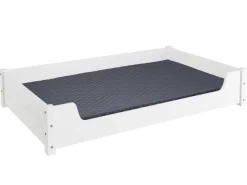 Erst-Holz Hundesofa XXL für Dogge Bernhardiner Tierbett 120 x 70 cm Kiefer Weiß Rollrost und Matratze inkl.