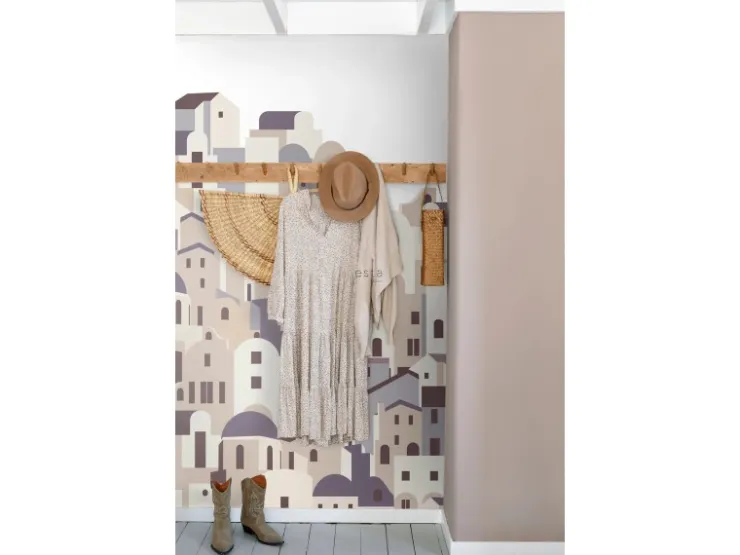 ESTAhome Fototapete Mediterrane Häuser Beige und Grau 200 x 279 cm 159260* Fototapeten