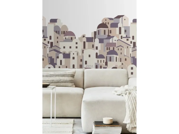 ESTAhome Fototapete Mediterrane Häuser Beige und Grau 200 x 279 cm 159260* Fototapeten