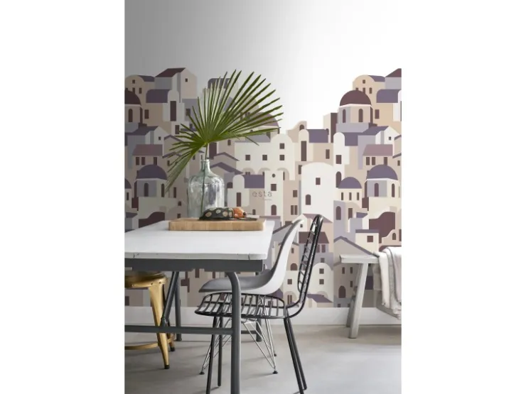 ESTAhome Fototapete Mediterrane Häuser Beige und Grau 200 x 279 cm 159260* Fototapeten