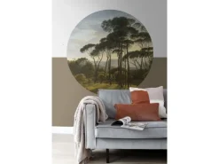 ESTAhome Selbstklebende Runde Tapete Italienische Landschaft Dunkelgrün Ø 140 cm 159011* Wandtattoos