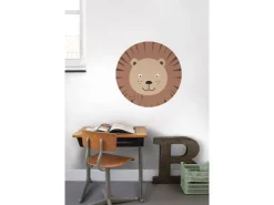 ESTAhome Selbstklebende Runde Tapete Tierköpfe Braun und Beige Ø 70 cm 158975* Wandtattoos