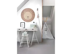 ESTAhome Selbstklebende Runde Tapete Tierköpfe Braun und Beige Ø 70 cm 158975* Wandtattoos