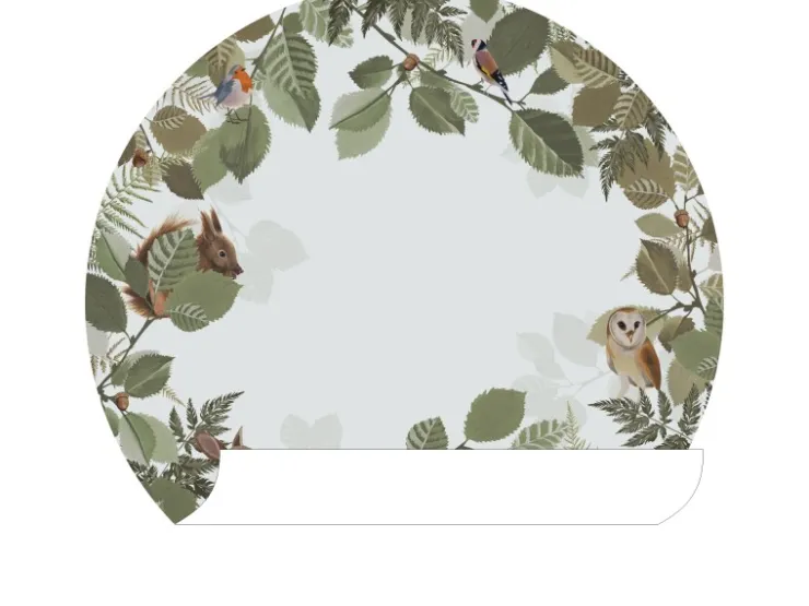 ESTAhome Selbstklebende Runde Tapete Waldtiere Grün und Braun Ø 70 cm 159069* Wandtattoos