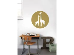 ESTAhome Selbstklebende Runde Tapete Giraffen Ockergelb und Weiß Ø 70 cm 158978* Wandtattoos