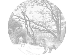 ESTAhome Selbstklebende Runde Tapete Wald Mit Waldtieren Grau Ø 140 cm 159083* Wandtattoos