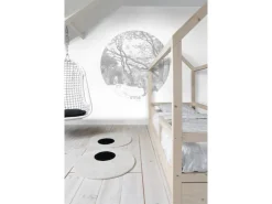 ESTAhome Selbstklebende Runde Tapete Wald Mit Waldtieren Grau Ø 140 cm 159083* Wandtattoos