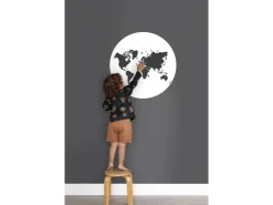 ESTAhome Selbstklebende Runde Tapete Weltkarte Schwarz-Weiß Ø 70 cm 158985* Wandtattoos