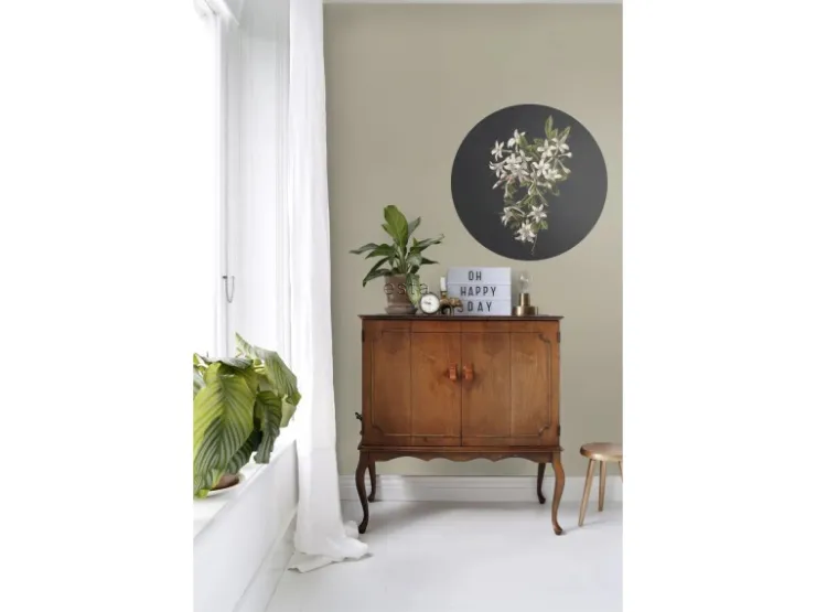 ESTAhome Selbstklebende Runde Tapete Blüte Hellrosa und Schwarz Ø 70 cm 158992
