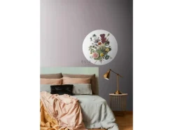 ESTAhome Selbstklebende Runde Tapete Blumenstrauß Grün Rosa und Gelb Ø 70 cm 158996* Wandtattoos