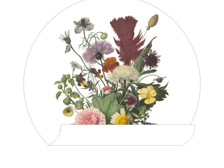 ESTAhome Selbstklebende Runde Tapete Blumenstrauß Grün Rosa und Gelb Ø 70 cm 158996* Wandtattoos
