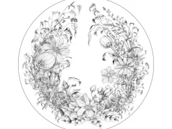 ESTAhome Selbstklebende Runde Tapete Blumenzeichnungen Schwarz-Weiß Ø 140 cm 159109* Wandtattoos