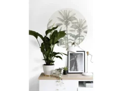 ESTAhome Selbstklebende Runde Tapete Palmen Hellbeige und Graugrün Ø 70 cm 158983* Wandtattoos