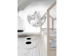 ESTAhome Selbstklebende Runde Tapete Dschungelmuster Grau Ø 140 cm 159086* Wandtattoos