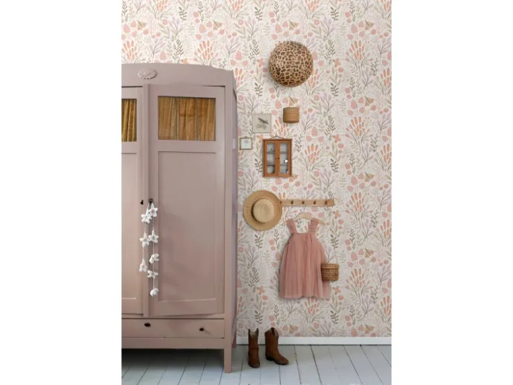ESTAhome Tapete Blätter und Blumen und Orange 50 x 900 cm