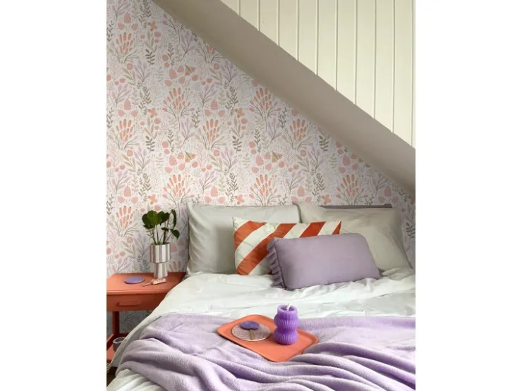 ESTAhome Tapete Blätter und Blumen und Orange 50 x 900 cm