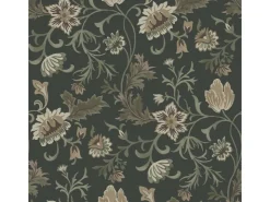 ESTAhome Tapete Blumenmuster Schwarz und Grün 0.53 x 10.05 m 139417