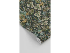 ESTAhome Tapete Blumenmuster im Jugendstil Grau Blau und Beige 50 x 900 cm* Dekorative Tapeten