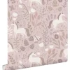 ESTAhome Tapete Einhörner Aubergineviolett 53 cm x 10.05 m* Dekorative Tapeten