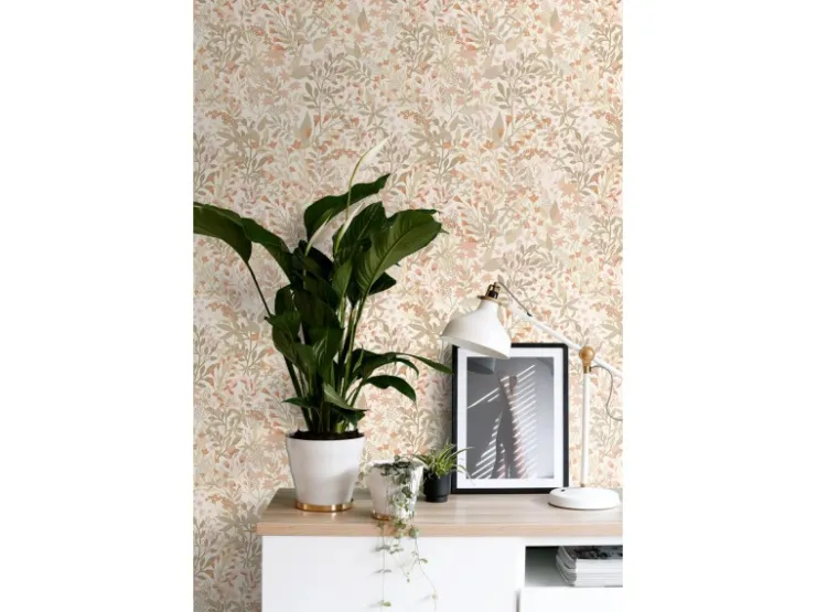 ESTAhome Tapete Feldblumen Terrakotta und Graugrün 50 x 900 cm* Dekorative Tapeten