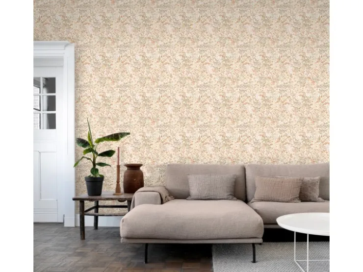 ESTAhome Tapete Feldblumen Terrakotta und Graugrün 50 x 900 cm* Dekorative Tapeten
