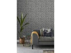 ESTAhome Tapete Panter Schwarz und Weiß 53 cm x 10,05 m 136810