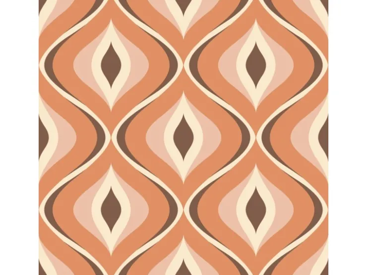 ESTAhome Tapete Retro-Ornamente Orange und Braun 50 x 900 cm 130986