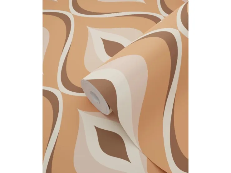 ESTAhome Tapete Retro-Ornamente Orange und Braun 50 x 900 cm 130986
