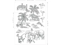ESTAhome Wandtattoo Dschungeltiere Schwarz-Weiß 47,5 cm x 66 cm 156106