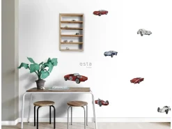 ESTAhome Wandtattoo Sportwagen Rot Weiß und Blau 47,5 cm x 66 cm 156108* Wandtattoos