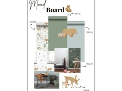 ESTAhome Wandtattoo Wald Mit Waldtieren Beige und Mintgrün 47,5 cm x 66 cm 156104* Wandtattoos