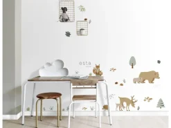 ESTAhome Wandtattoo Wald Mit Waldtieren Beige und Mintgrün 47,5 cm x 66 cm 156104* Wandtattoos
