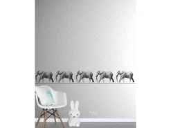 ESTAhome Xxl-Tapetenbordüre Elefant Schwarz und Weiß 400 cm x 23,25 cm 158710* Tapezierzubehör