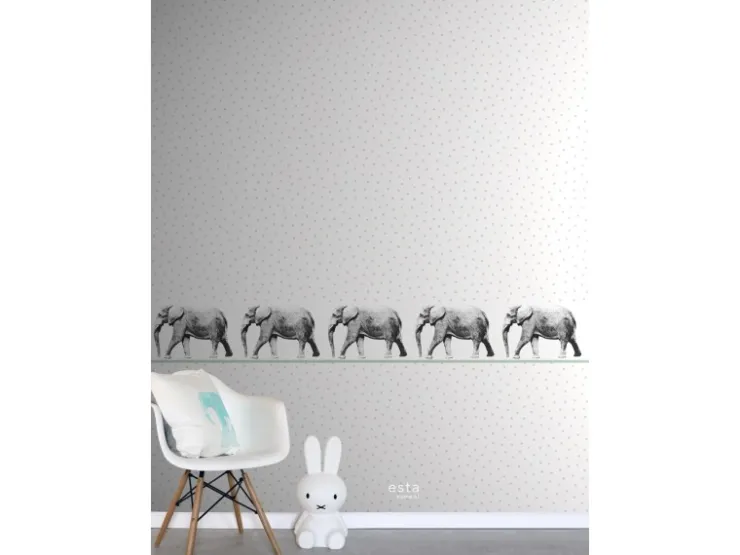 ESTAhome Xxl-Tapetenbordüre Elefant Schwarz und Weiß 400 cm x 23,25 cm 158710* Tapezierzubehör