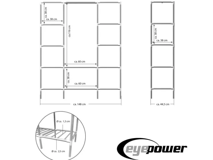 eyepower Breiter XXL Kleiderschrank 178 x 148 x 44,5 cm* Metallregale