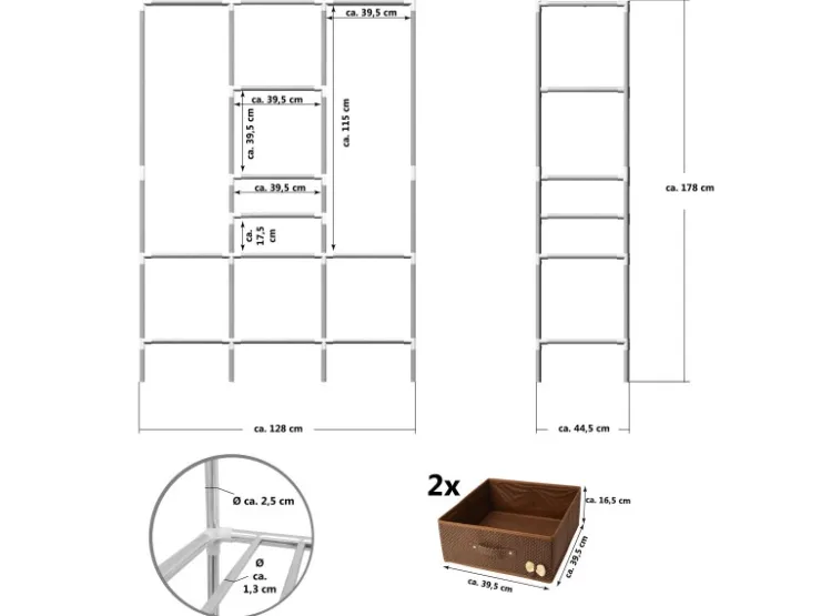 eyepower XL Kleiderschrank System 2 Schubladen 178 x 128 x 44,5 cm* Weitere Regale