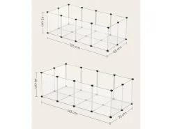 Feandrea Freigehege mit Bodenplatten 125 cm x 63 cm x 42 cm Weiß* Kleintierbedarf