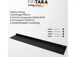 FIFITARA Wandregal 100 Cm Aus Stahl Schwarz Pulverbeschichtet Wandboard Bücherregal Metallregal* Regale Schwarz|Bücherregale