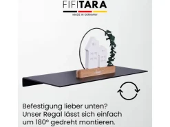 FIFITARA Wandregal 40cm 2er Set Aus Stahl Schwarz Pulverbeschichtet Schweberegal Wandboard Bücherregal Metallregal Mit Dübeln Und Schrauben* Schweberegale|Metallregale