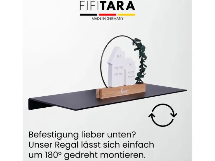 FIFITARA Wandregal 40cm 2er Set Aus Stahl Schwarz Pulverbeschichtet Schweberegal Wandboard Bücherregal Metallregal Mit Dübeln Und Schrauben* Schweberegale|Metallregale