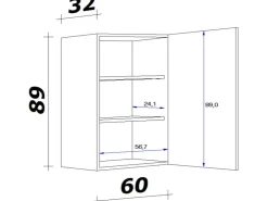 Flex-Well Exclusiv Küchen-Hängeschrank groß Joelina 60 x 89 cm Weiß* Schränke