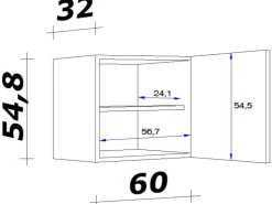 Flex-Well Exclusiv Küchen-Oberschrank Orlando 60x55cm Kaschmir Gl.-Sonoma Eiche* Schränke