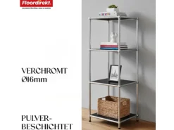Floordirekt Metallregal Concept Epure MK-005 Verchromt 30 x 30 x 89 cm* Metallregale