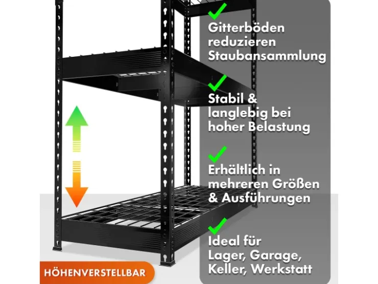 Floordirekt Schwerlastregal Yukon Rivet 5 Böden 180 x 90 x 45 cm* Schwerlastregal