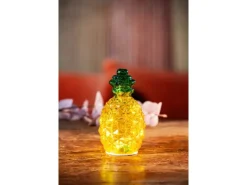 FlowerPower Deko Ananas Pinya mit LED 9,5 cm x 17 cm Gelb-Grün